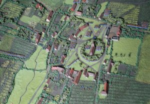 Diorama da Batalha de Waterloo mostrando as tropas posicionadas às 19h45 do dia 18 de junho de 1815 (mídia mista) (detalhe)